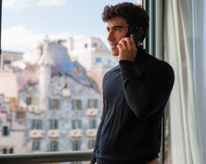Male sales professional on a consultation call