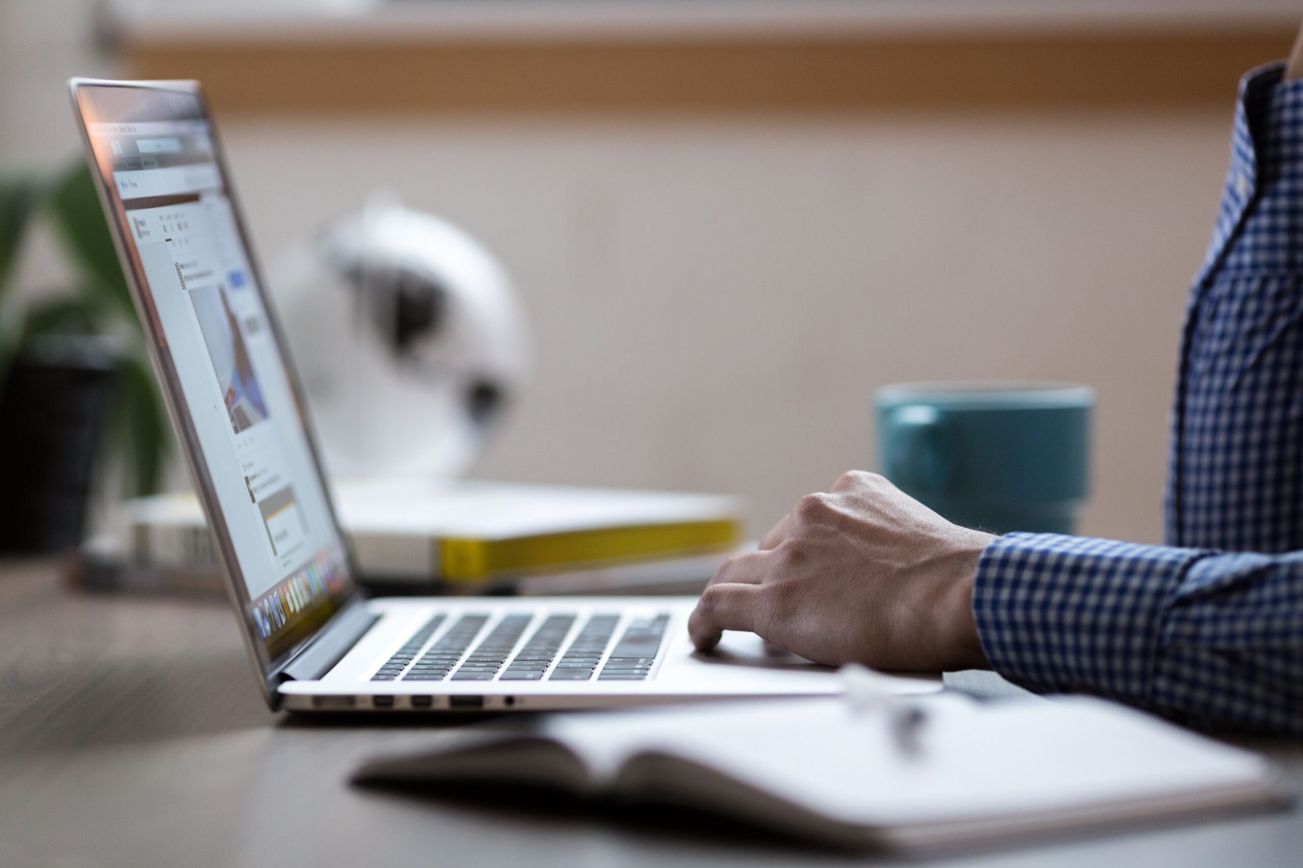 Image of a professional male taking an online sales assessment